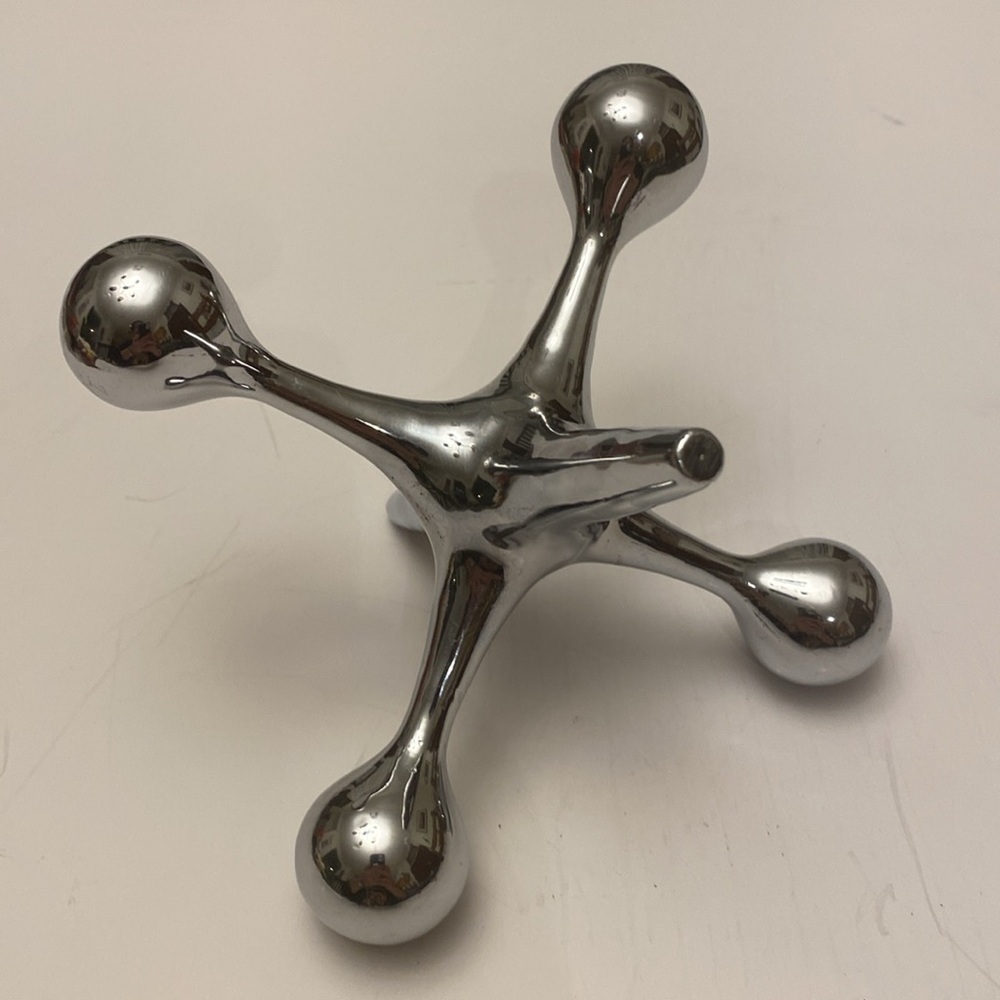 Decorative Polished Metal Modern Sculpture 7” x 5.75”  2.75 lbs Paperweight